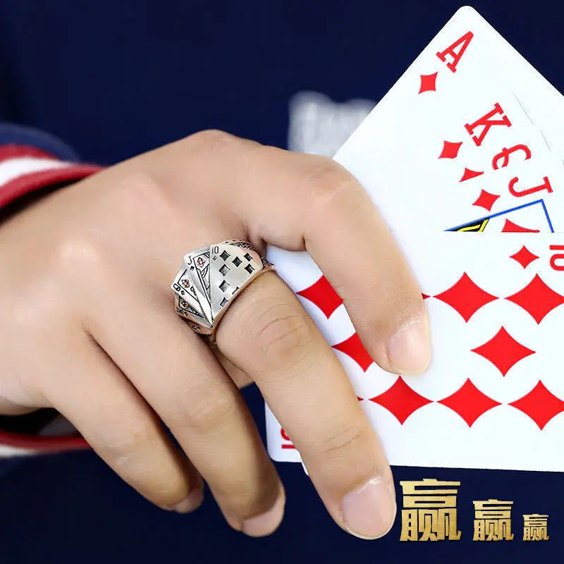 

Poker Do Old Punk Restoring Ancient Ways Ring Street Snap Hip-Hop Rock Poker Opening Ring Jewelry Gifts