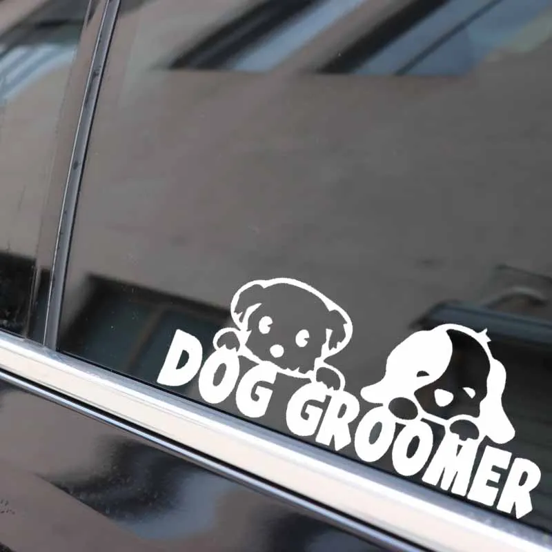 

Funny Dog Groomer Car Decals Fashion Car Decoration Personality Pvc Car Window Waterproof Sticker Black/white, 17cm*7cm