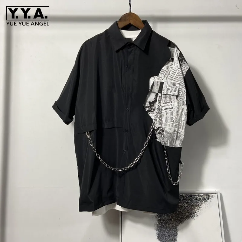 

Футболка мужская с отложным воротником, винтажная однобортная Классическая свободная модная лаконичная рубашка с принтом, повседневная с ...