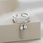 Креативное длинное женское Открытое кольцо с кисточкой и шариком, регулируемое женское кольцо, ювелирное изделие для вечеринки, помолвки, свадьбы