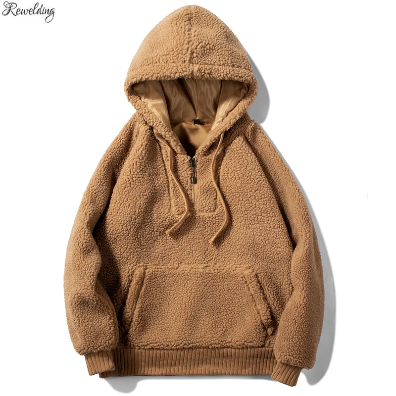 

New Autumn Winter lamb wool Solid Color Hoodies Men Fashion Thicken Long Sleeve Man Pullover Sweatshirt Skate Hip Hop Streetwear