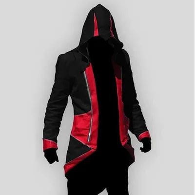 Assassin's Creed средневековый смокинг Хэллоуин Куртка Connor красный черный ролевые