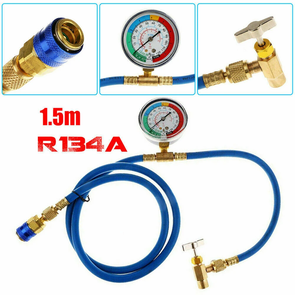 

R134A Hose A/C Air Conditioning Refrigerant Recharge 1.5M Hose Gas Gauge Kit