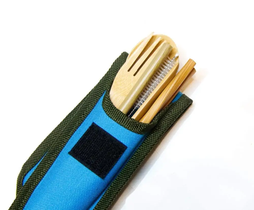 bamboo cutlery Набор бамбуковых столовых приборов для путешествий, экологичные столовые приборы, многоразовый портативный набор столовых приборов для путешествий - Цвет: bamboo cutlery