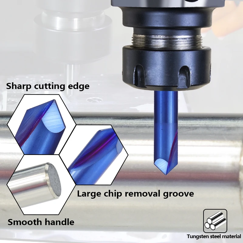 

Hampton Carbide Chamfer End Mill Nano Blue Coated Tungsten Steel Milling Cutter 2 Flute 90 Degrees CNC Router Bits End Milling