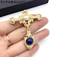 totasally fashion party brooches costume imitation pearls vintage cross brooch pins for women gift jewelry accessories bijoux