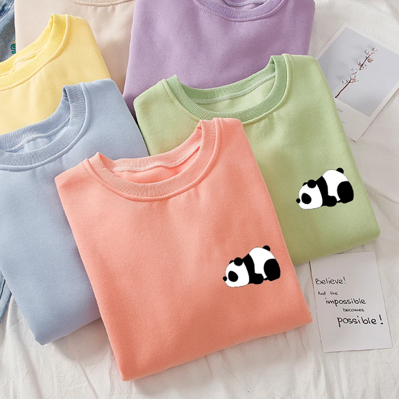 

Cute Kawaii Hoodie Panda Pullover Ladies Cotton Crewneck Sweatshirt Women Long Sleeve Comfortable and Soft Plus Size Streetwear