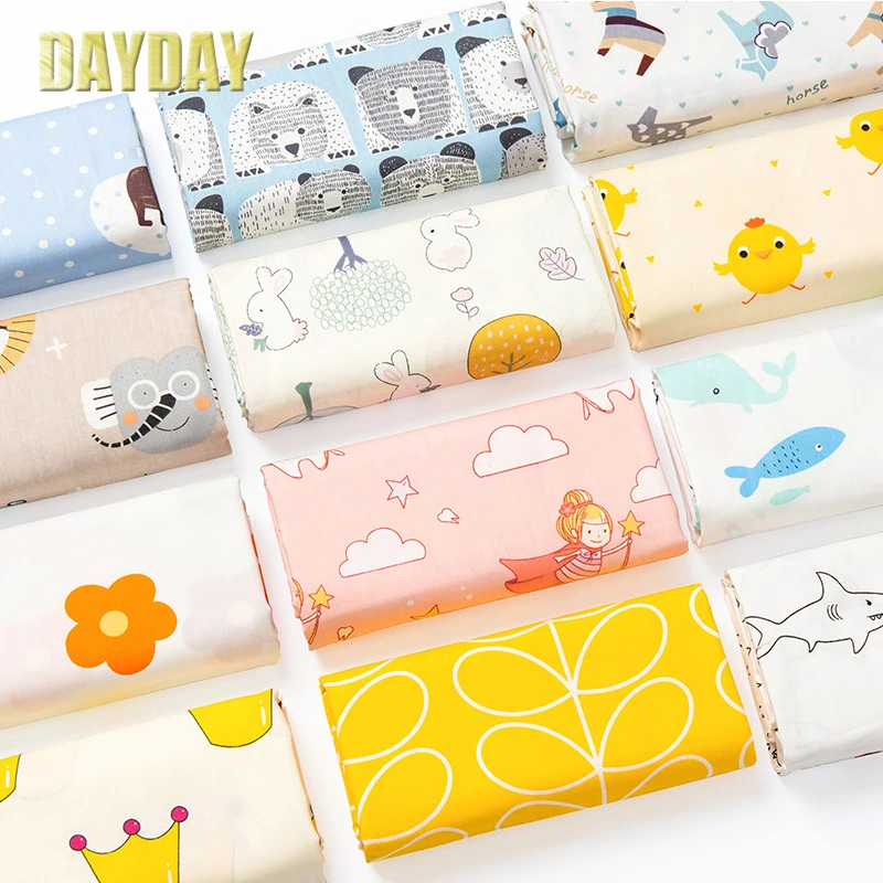 

DAYDAY Floral Print Baby Cotton Quilting Fabric by half meter for DIY Sewing Bed Sheet Dress making cotton fabric 100*160cm