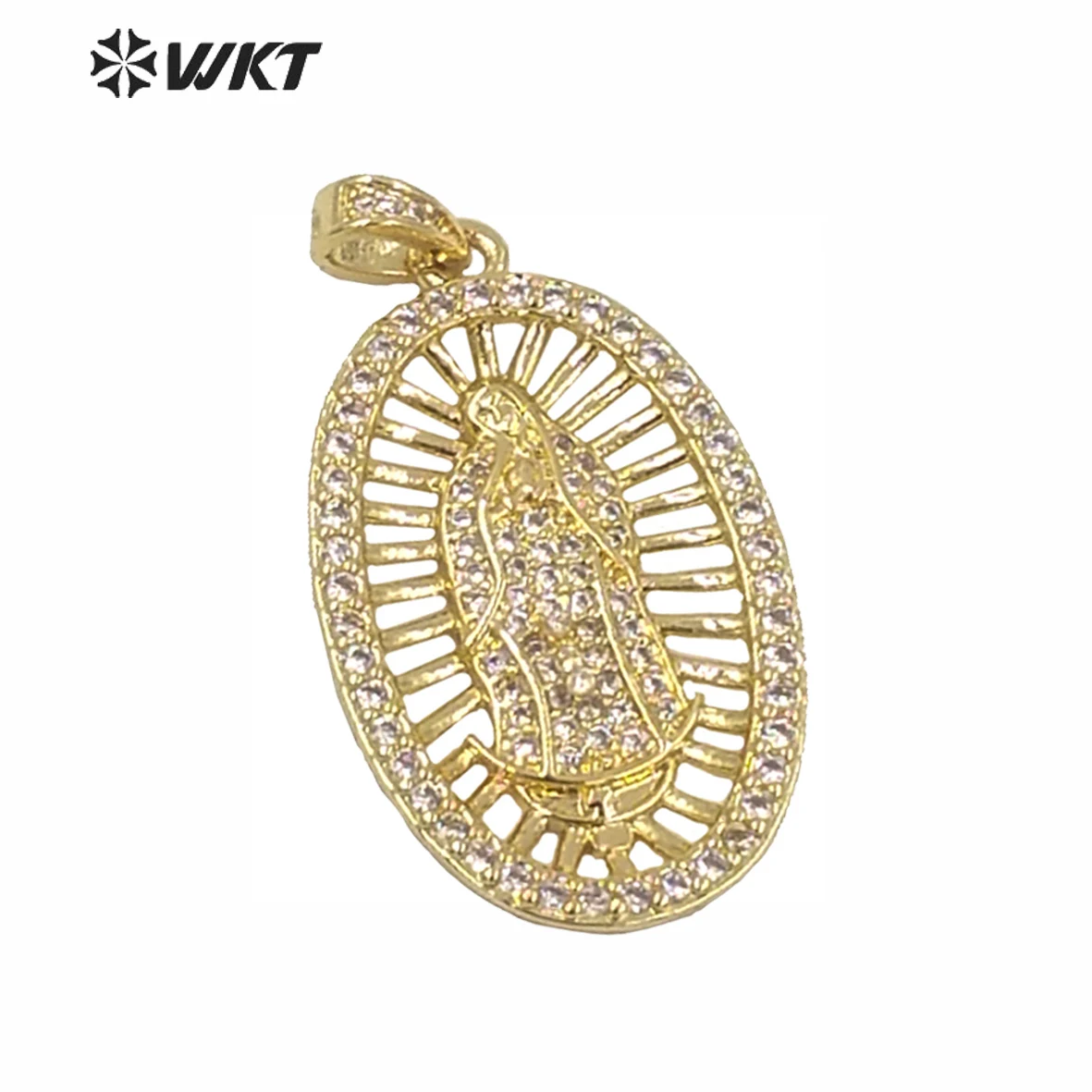 MP114 WKT ожерелье овальной формы подвеска в золотом/серебряном цвете блестящая Дева