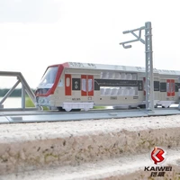 164 scale diecast city vehicle double deck subway metal model magnetic connection train pull back alloy toys with light sound