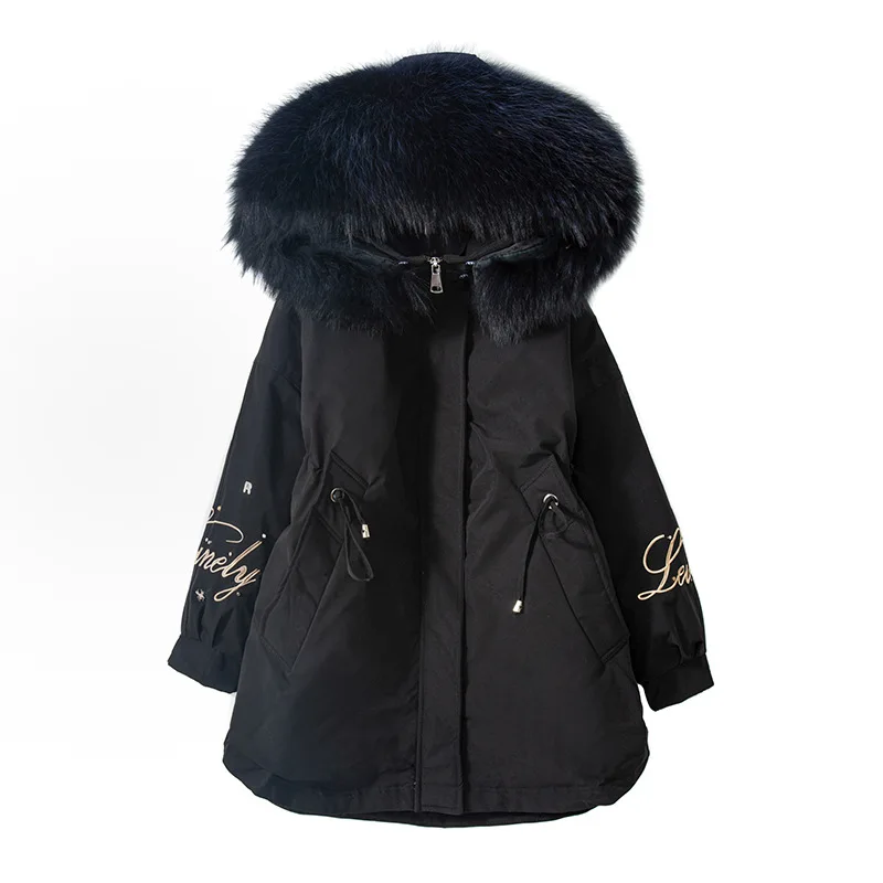 (TopFurMall) зимние женские парки пуховик куртка толстовка с мехом енота леди теплая