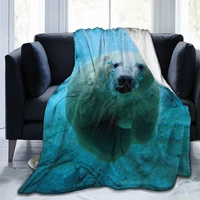 new fashion 3d printing polarbear printed flannel sheet soft blanket retro square picnic soft blanket