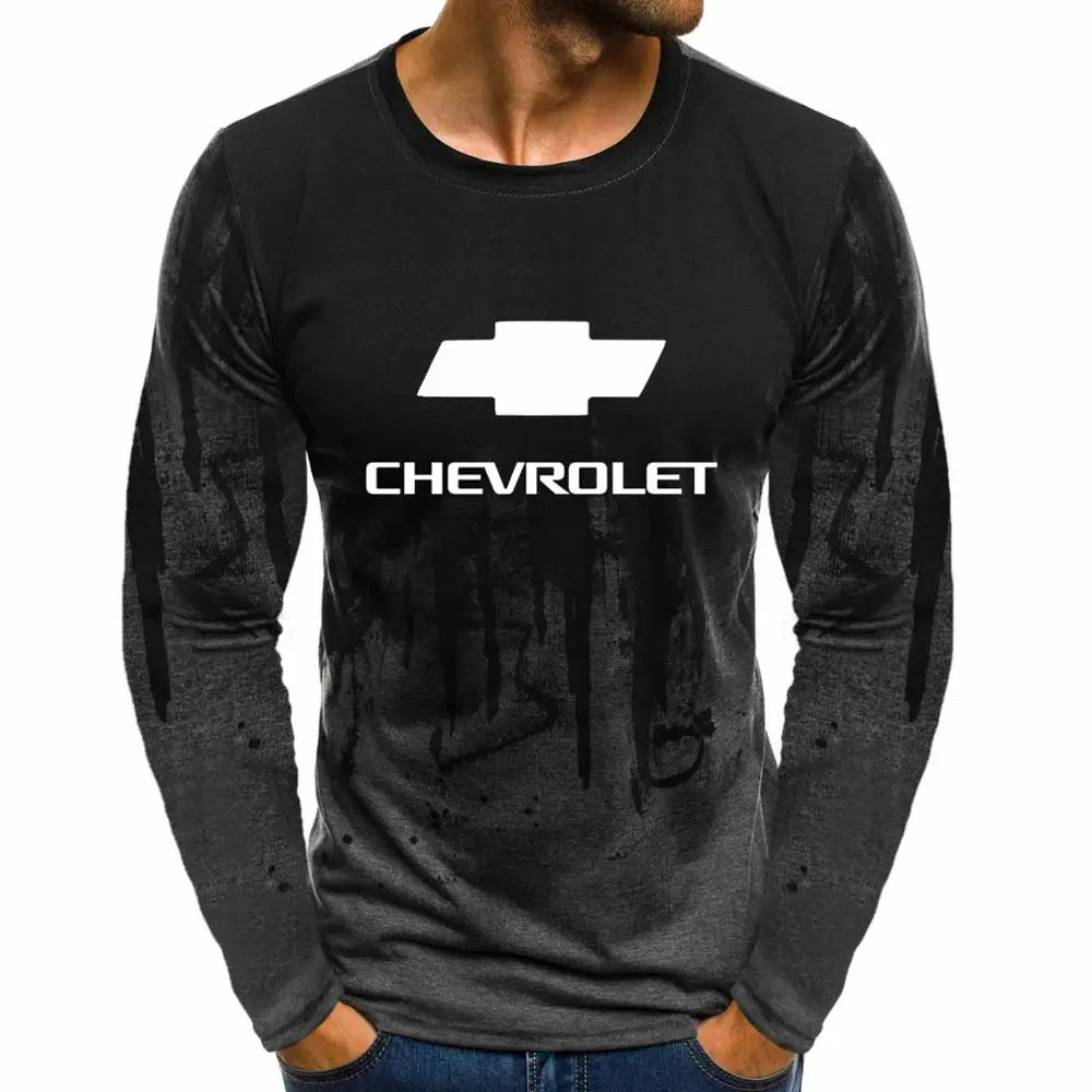 

New Fashion Cotton Men's pullover Chevrolet Motor Car Logo printing high quality Cotton Gradient O-neck Sweatshirt Men's tops