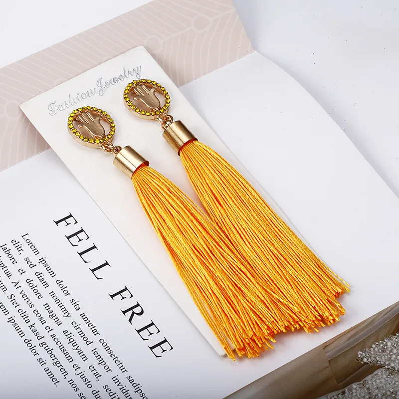 Женские длинные висячие серьги CARTER LISA белые синие красные розовые из шелковой