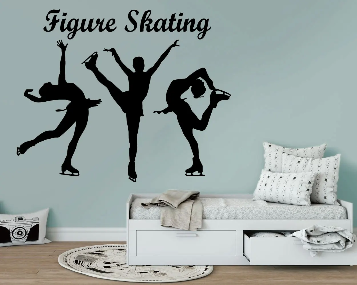 Figure Skating Girl Wall Personalized Customized Name Decal Vinyl Sticker Ice Skating Sport Decor Room Decoration 3YD8