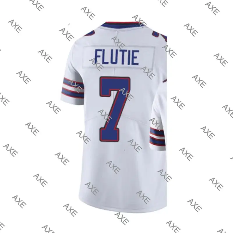 

Embroidery Letters American Football Jersey Buffalo Doug Flutie White Red Blue Men's Limited Jersey