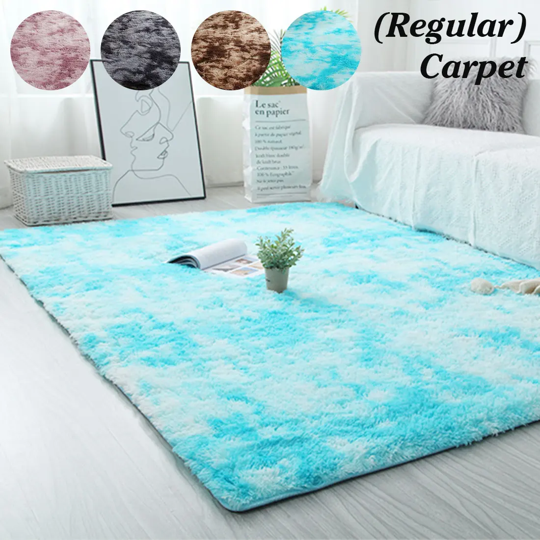 

5 Color Hot Plush Carpet for Living Room Fluffy Rug Thick Bed Room Carpets Anti-slip Floor Gray Soft Rugs Tie Dyeing Velvet