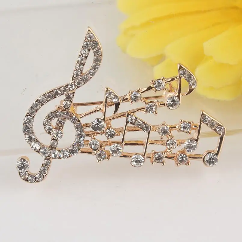 

Classic Luxury Music Note Brooch Pin Diamond Inlaid Elegant Women Girls Pins Brooches Fashion Party Jewelry