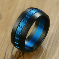 fashion vintage mens rings stainless steel classic black color 8mm ring male simple jewelry man rings for cool boy wholesale