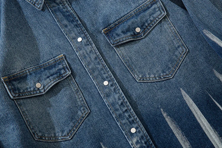 

Tie Dye Streetwear Gradient Hip Hop New Fashion Mens Vintage Punk Rock Loose Cowboy Jeans Jacket Unisex Blue Coats Tops Male