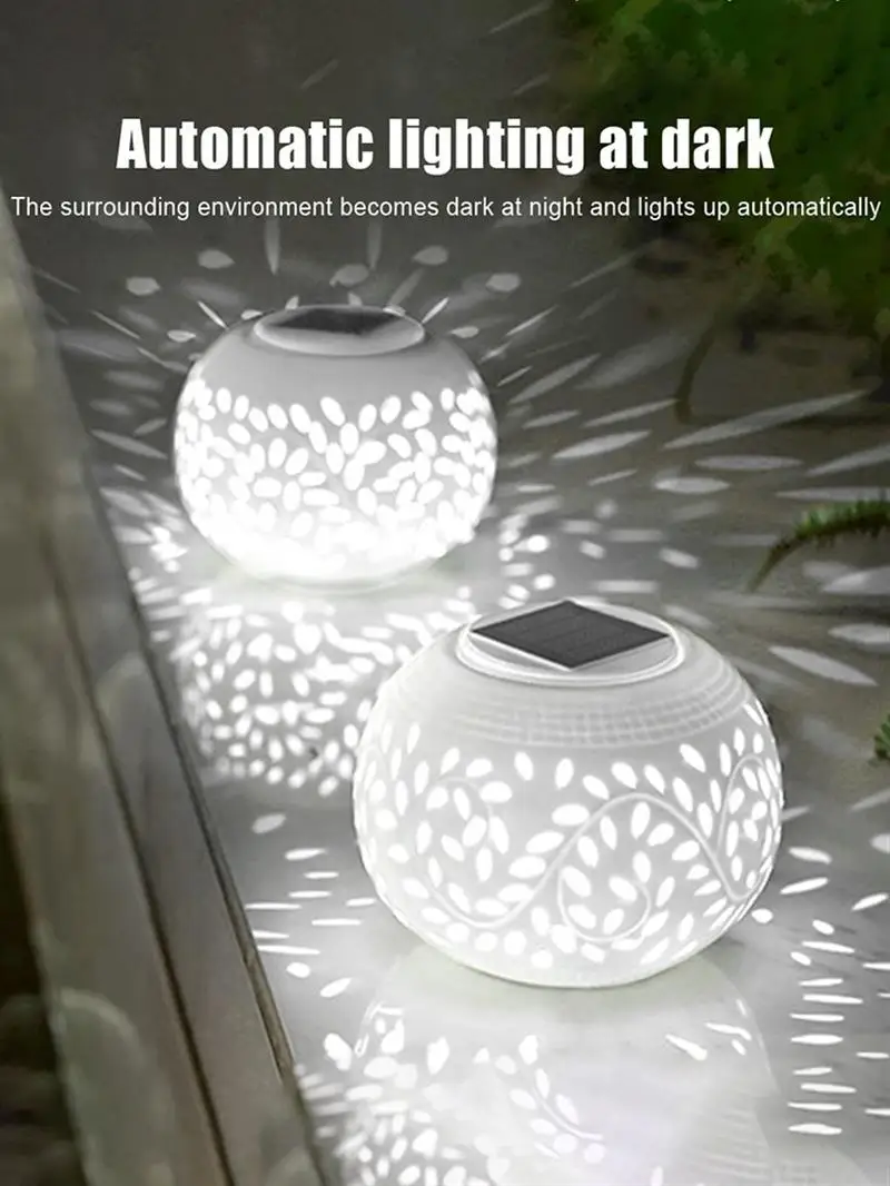 

Solar Light Colorful Hollow Ceramic LED Solar Powered Waterproof Decorative Lawn Table Lamp Night Light Garden Yard Decoration