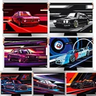Постер на стену BMW 2002  Плакат гонки, Slammington, car art, m3 e30 e28 e34
