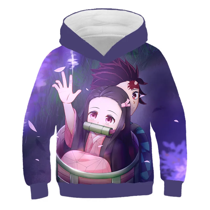 

2021 Cartoon Anime Demon Slayer Kimetsu No Yaiba 3D Print Hoodies Boy Girl Children Cool Sweatshirts Boy Girl Kids KNY Pullover