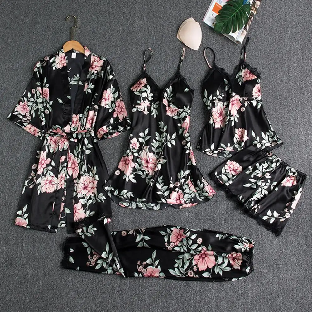 

Women Five-piece Pajamas Set Sexy Comfortable Leisure Wear Pajamas Sexy Lace Lingerie Nightwear Underwear Sleepwear Pajama Sets