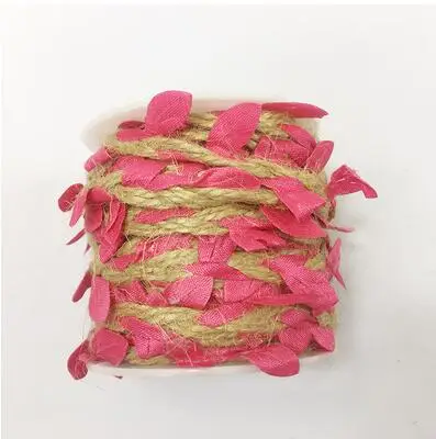 rose red 10 м/рулон зеленых листьев из мешковины, рулон ленты из натуральной мешковины, hessian джутовая веревка, подвесное украшение, аксессуары для рукоделия - Цвет: rose red