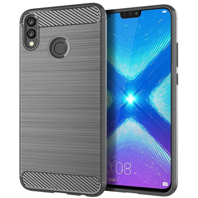 Чехол-кобура из 4 вида цветов углеродного волокна для Huawei Honor 8X мягкий силиконовый