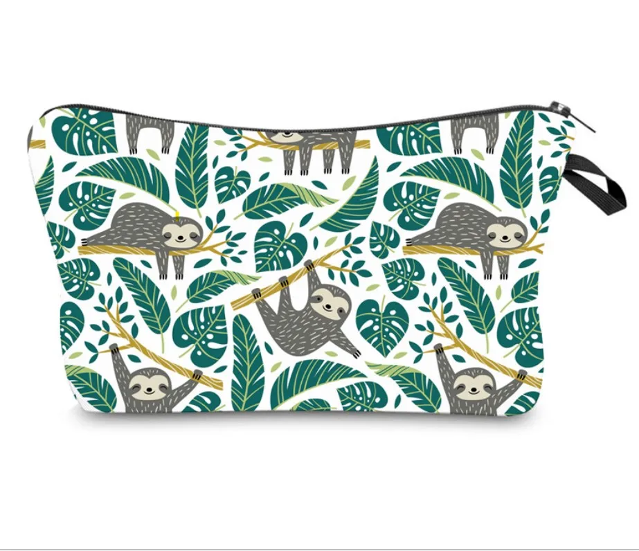 Sloth print cosmetic bag clutch bag lady multi-function travel storage bag