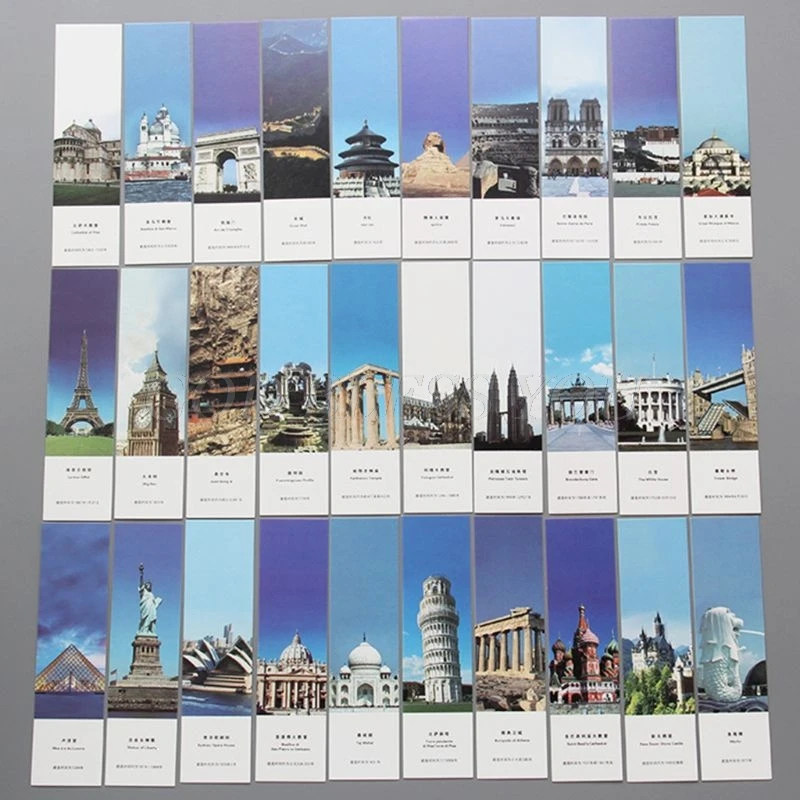 

30Pcs 12 Styles Creative Chinese Style Flowers Paper Bookmarks Painting Cards Retro Beautiful Boxed Bookmark Commemorative Gifts