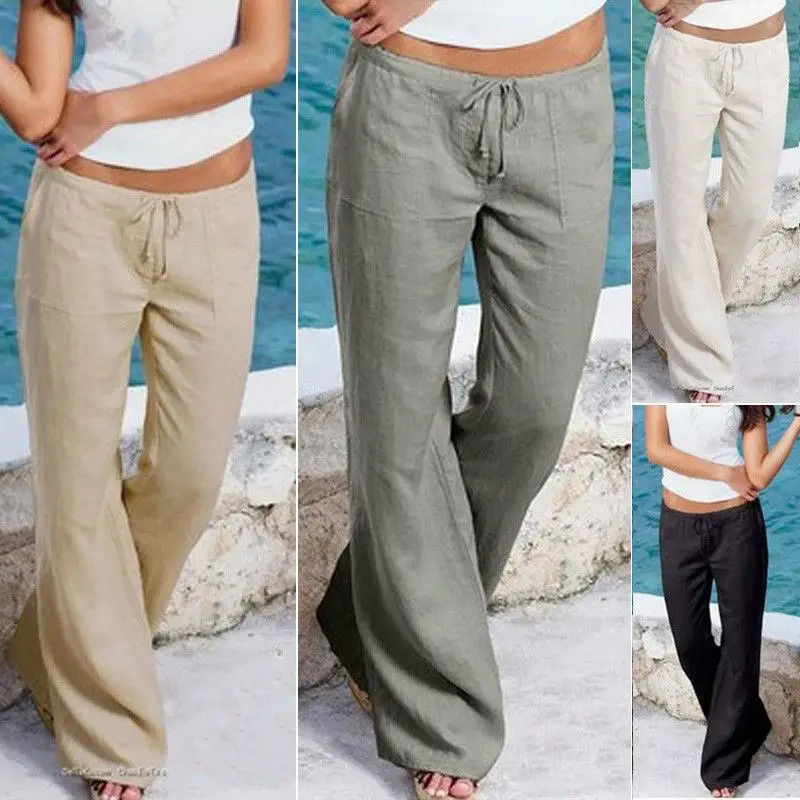 

New Brand Fashion Women Loose Stretch High Waist Wide Leg Long Pants Palazzo Trousers Solid Pants Plus Size Pants