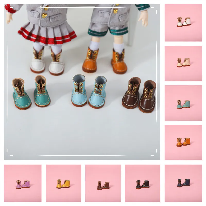 

OB11 baby shoes shoelace boots GSC YMY DDF BODY9 point small nag handmade leather shoes doll accessories