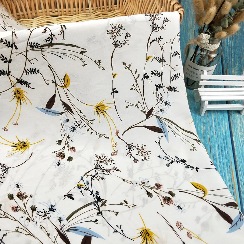 Мягкая Белая/желтая/синяя Небольшая эластичная шифоновая рубашка с цветочным