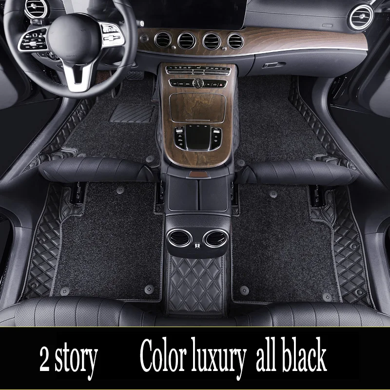 luxury All black Водонепроницаемые кожаные автомобильные коврики для opel zafira tourer haval h9 volvo xc70 volvo s40 заказной коврик для ног автомобильный коврик автомобильные чехлы - Название цвета: luxury All black