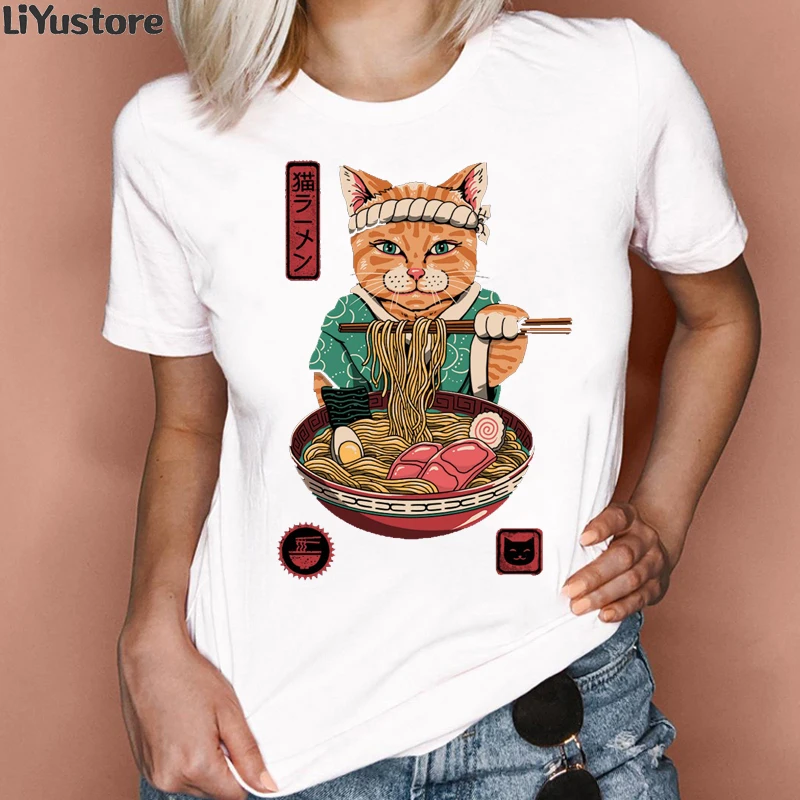 

Женская летняя свободная футболка Catana, Повседневная футболка с коротким рукавом и принтом кошки, модель 2022 года