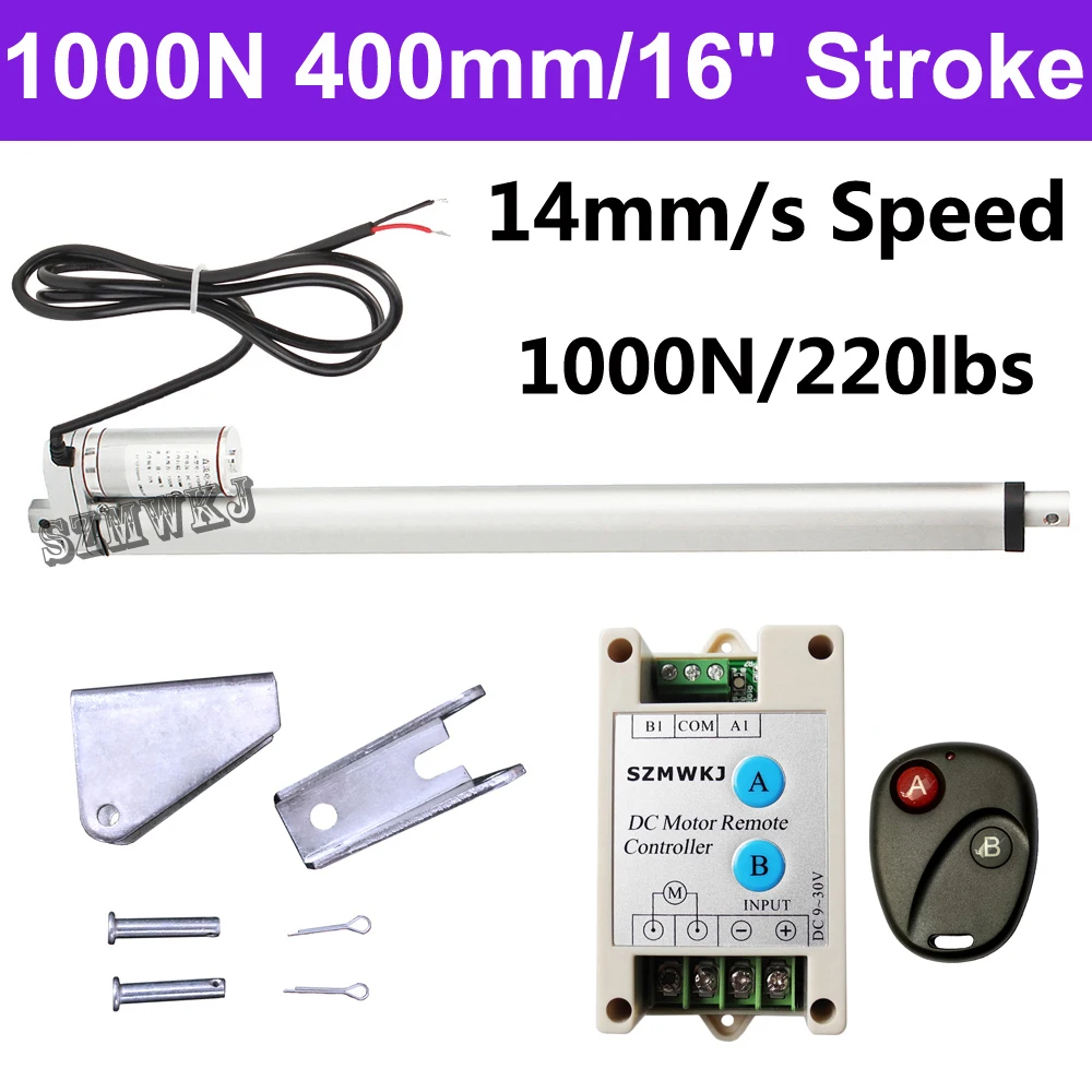 Сверхмощный 1000N DC 12V 400 мм 16 &quotтактный линейный привод 14 мм/сек. Spd открывалка для