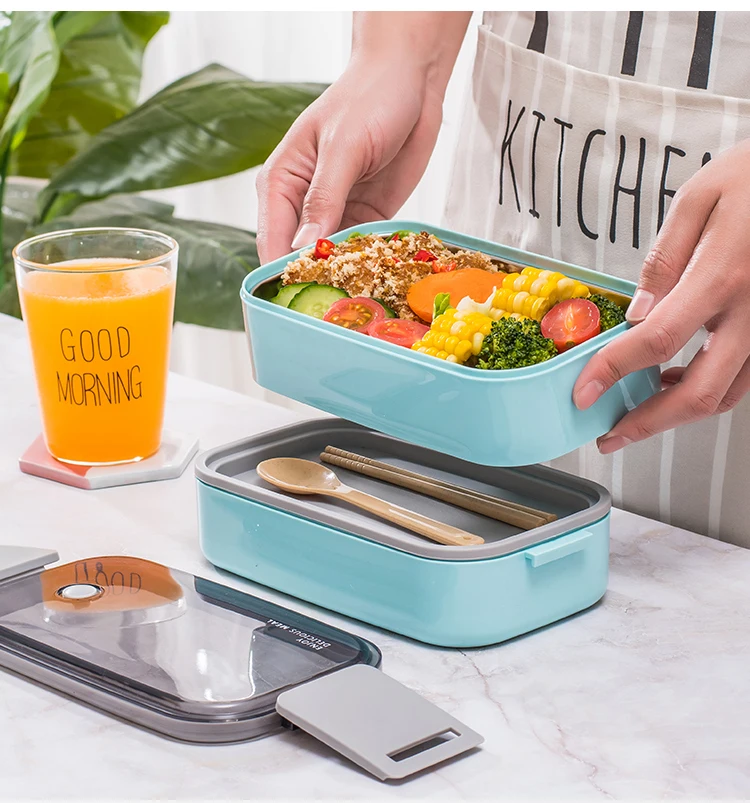 Двухслойный Ланч бокс Bento герметичный для взрослых и детей безопасный