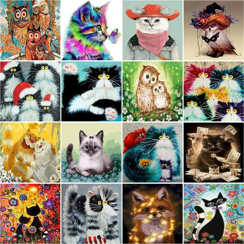SDOYUNO Cat Oil Picture By Number Animal Canvas DIY Craft Ki