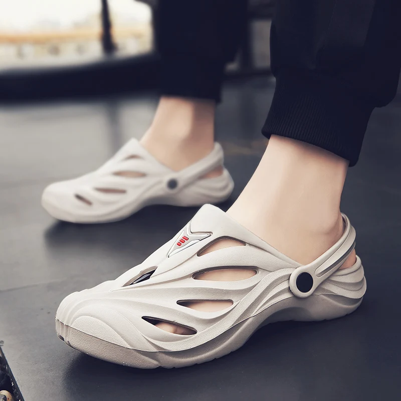 2019 летние мужские шлепанцы без застежки слипоны Обувь для сада Дышащие сандалии