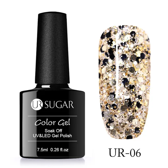 Glitter 6 UR SUGAR 7,5 мл голографический УФ лак для ногтей с блестками лак блестящая Лазерная Блестки УФ гель лак личная гигиена дизайн ногтей маникюрный лак - Цвет: Glitter 6