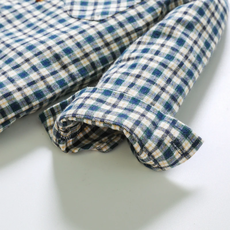 

Baby Boys Long Sleeve Gentleman Outfit Suits Set Plaid Shirt+black Pant+suspenders