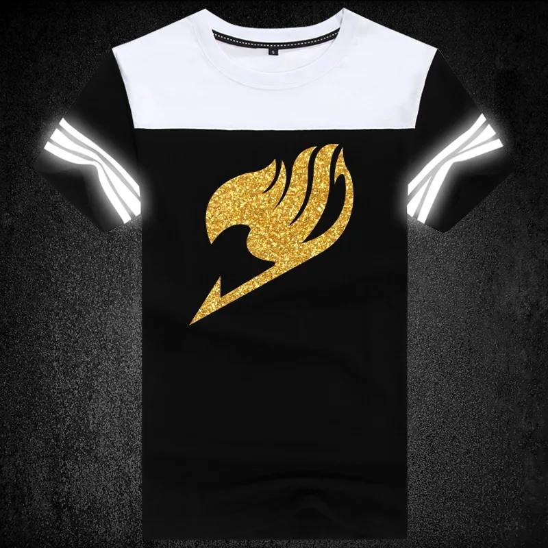 

Повседневная Светоотражающая хлопковая футболка унисекс с японским аниме-рисунком «Хвост Феи», футболка, топ
