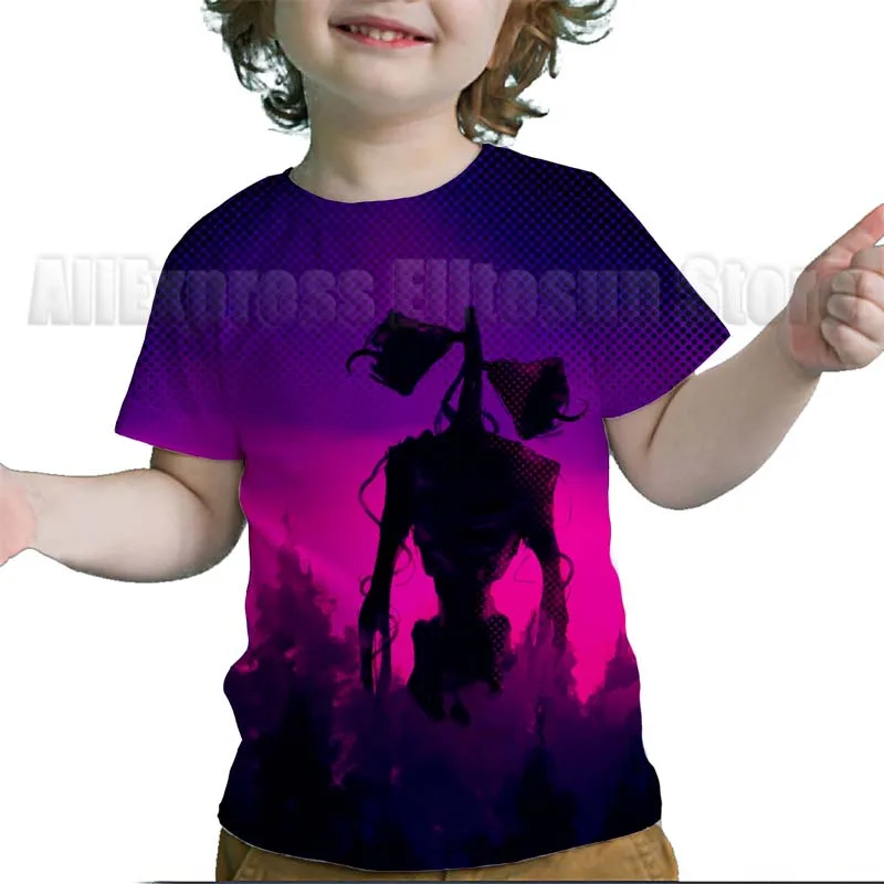 Летняя Детская футболка с головой сирены 3D рисунком для малышей короткими