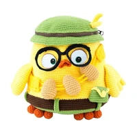 knitting double shoulder bag made of wool small yellow man backpack childrens schoolbag travel bag cartoon bag hand crocheted