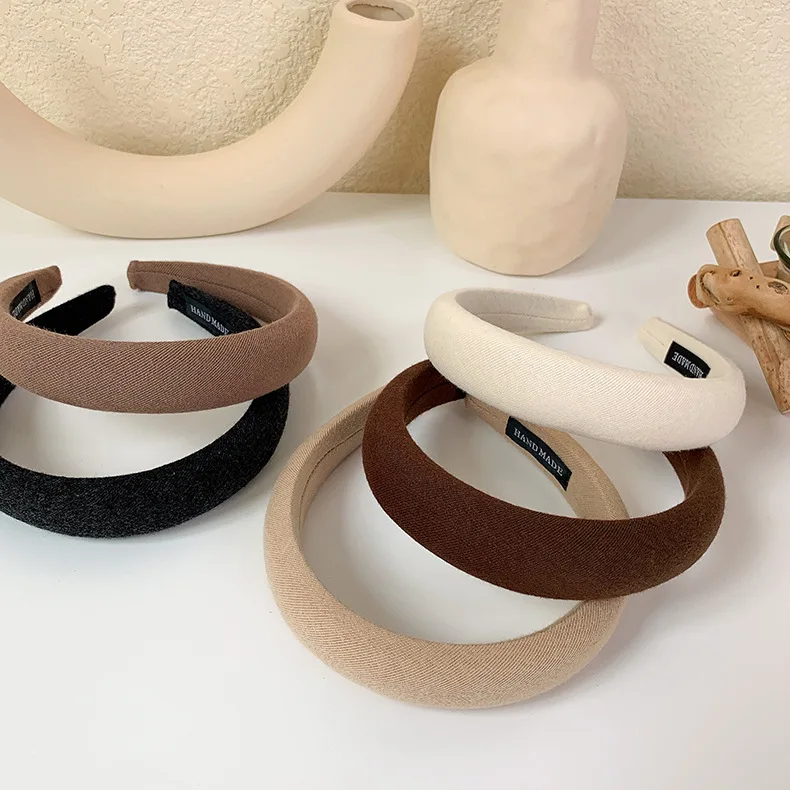 

xiaoboACC Sponge Headband for Women Korean Fashion Vintage Khaki Color Thickened Girl Hairpin Hairaccessories