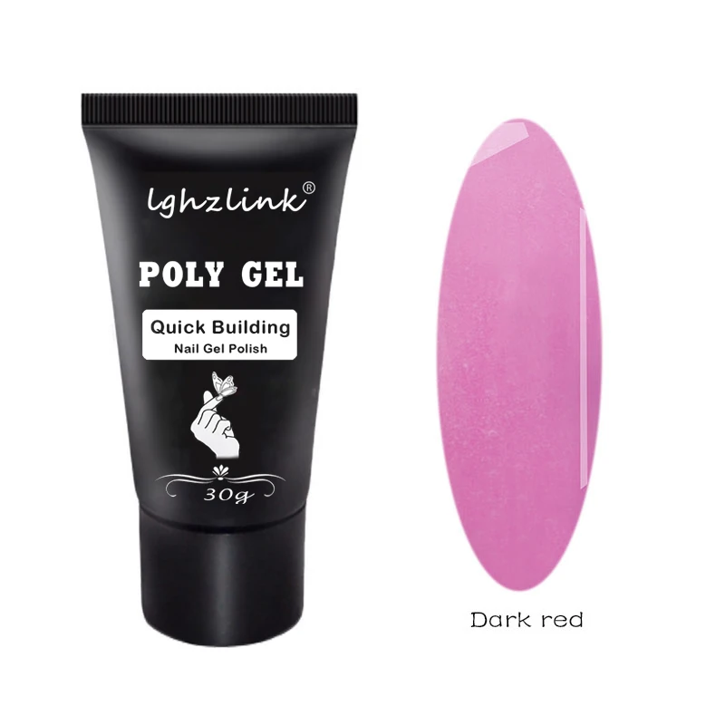 Dark Pink Lghzlink розовый полигель 30 г инструменты для наращивания ногтей советы для дизайна ногтей УФ замачиваемый Гель-лак Слип-раствор для ногтей акриловый полигель - Цвет: Dark Pink