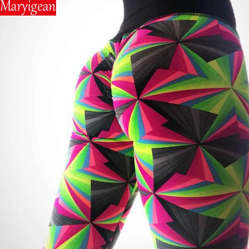 Женские леггинсы Maryigean с высокой талией спортивные Леггинсы для фитнеса принтом
