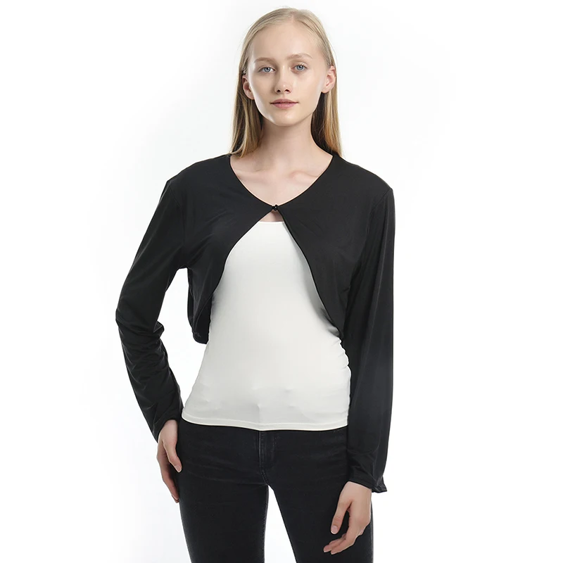 Женское Болеро размера плюс S-XL короткий кардиган однотонный с длинным рукавом и
